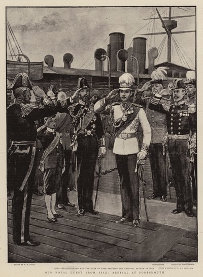 Notre invité royal de Siam, arrivée à Portsmouth - Henry Marriott Paget